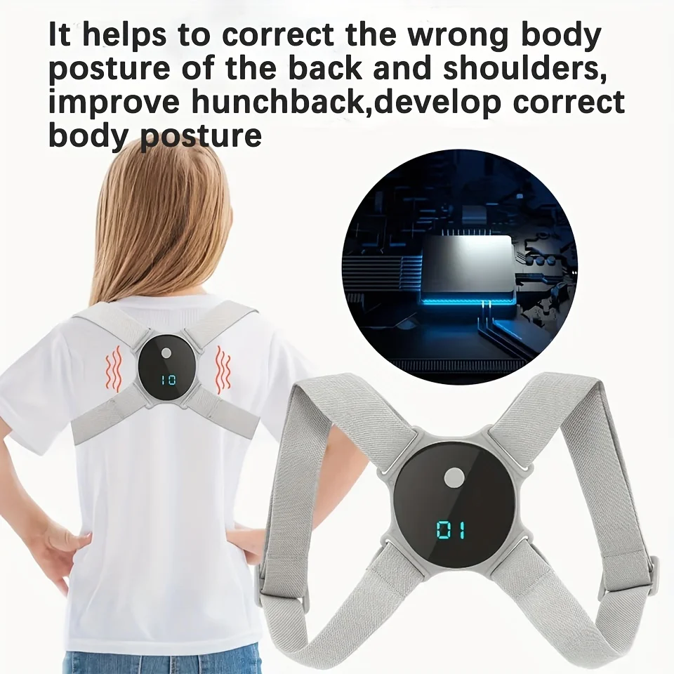 Corrector de postura eléctrico inteligente, cinturón de soporte para espalda, chaleco de alineación de columna Lumbar recargable por USB para trabajadores de oficina