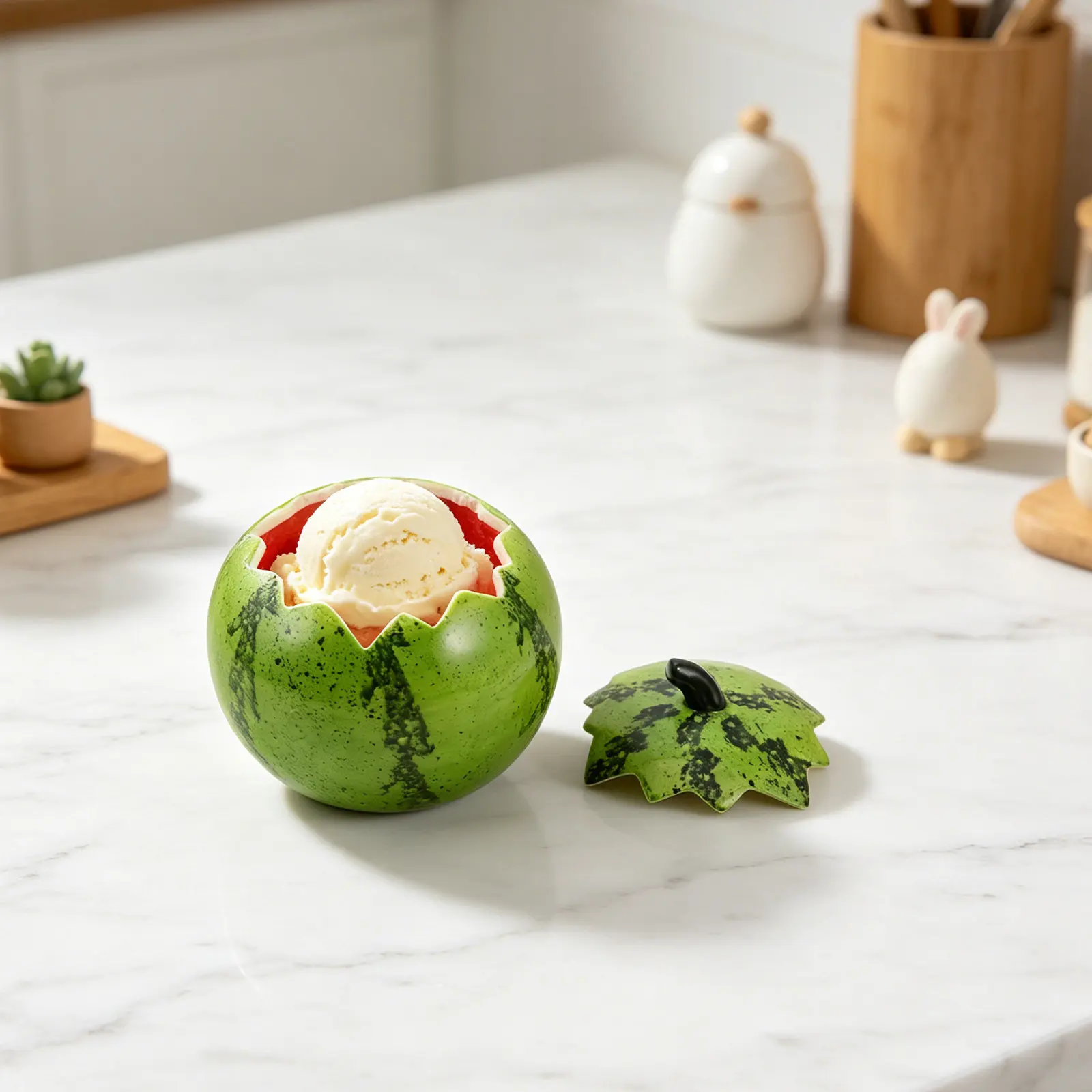 Ceramic Dessert Bowl Watermelon 800Ml 3D Fruit Design Decorative Snack Bowl Ice Cream Kitchen Party Small Bowls for Food