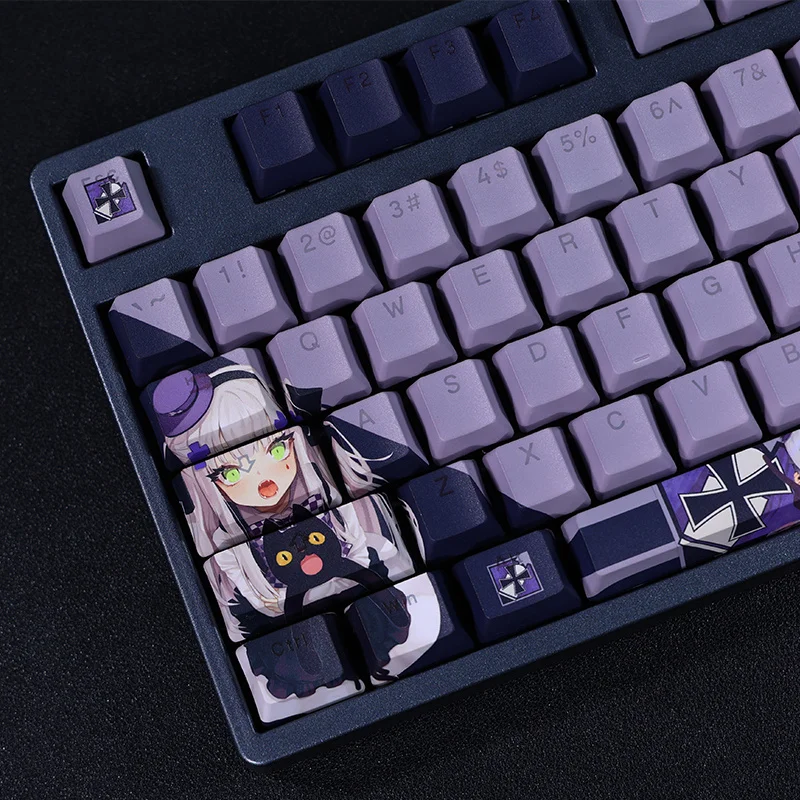 Juego de teclas de subcama PBT Dye para Arknights Hobby Max HK416, 2 dimensiones, dibujos animados, Anime, perfil OEM, retroiluminado