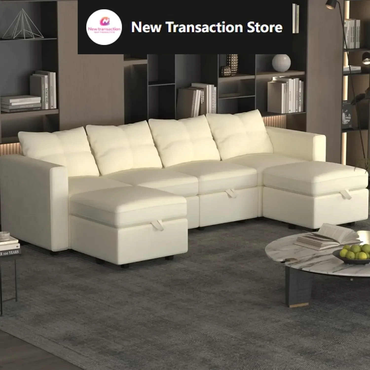 

Sectional Couches Modular Sofa with Storage Ottomans Sectional Sofa Couches Modular Couch Sofa Polyester Beige