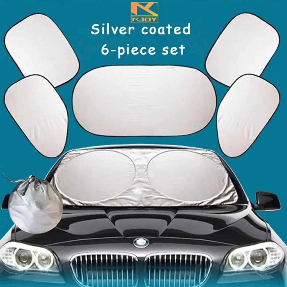 6 Pieces/Set Car Sunshade Windshield Covers Anti Snow Ice Window UV Protection Shield Reflective Sun Block Front Rear Back Side