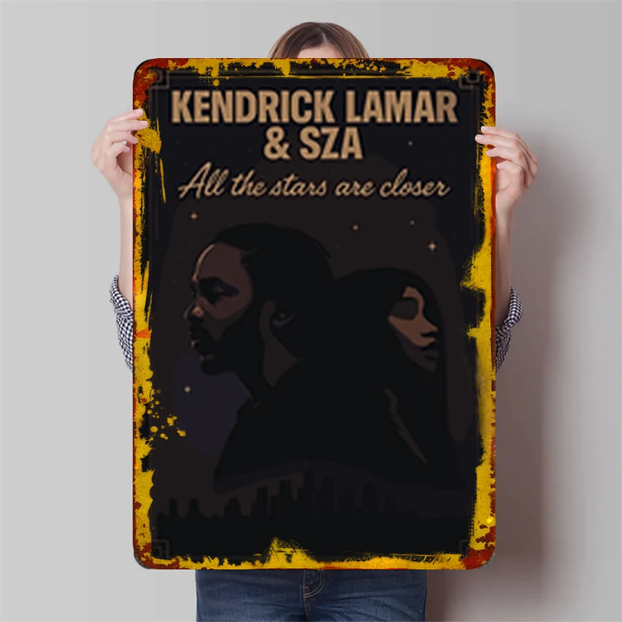 Kendrick Lamar & SZA All The Stars Are Closer Iron Art Poster Music Album Cover Wall Decor For Fans Room Decoration