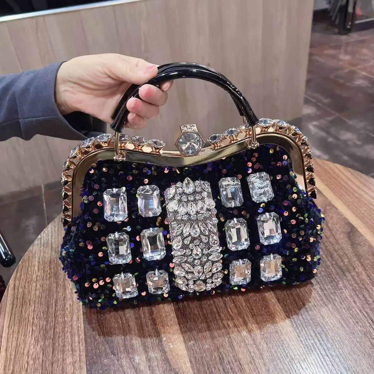 Designer Marken-Handtasche Modische Damenhandtasche Pailletten-Umhängetasche Damen Verschiedene Arten von Diamant-Schultertaschen – Detail 16