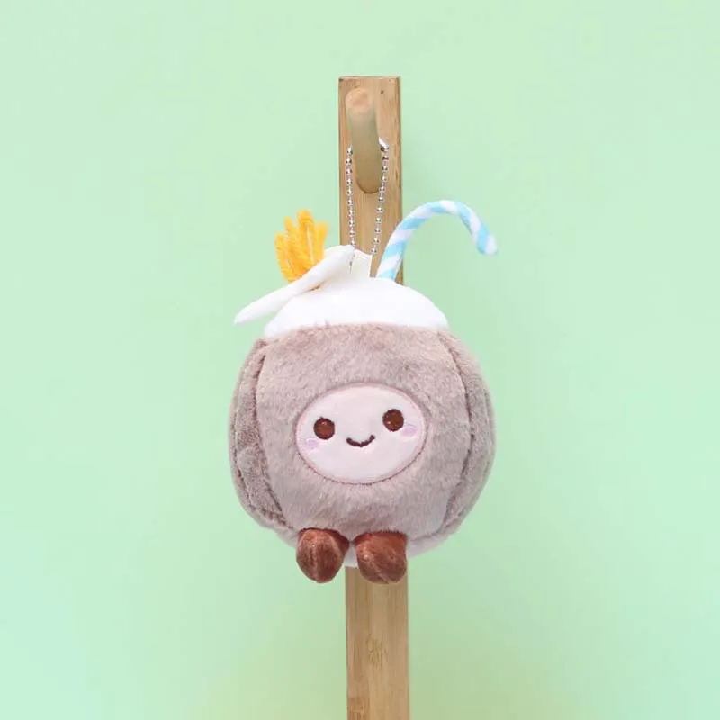 코코넛 펜던트 키체인, 귀여운 봉제 인형, 열대 과일 인형, 커플을 위한 창의적인 선물, 고급스러운 느낌의 봉제 인형 식물
