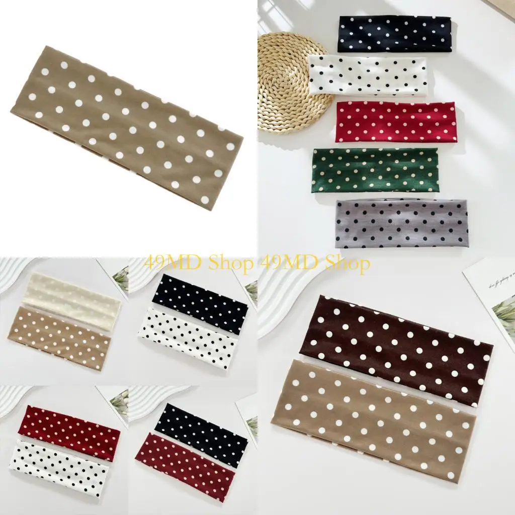 

49MD Lightweight Dot Print Sports Headdress Elastic Hairband For Women Girls Yoga