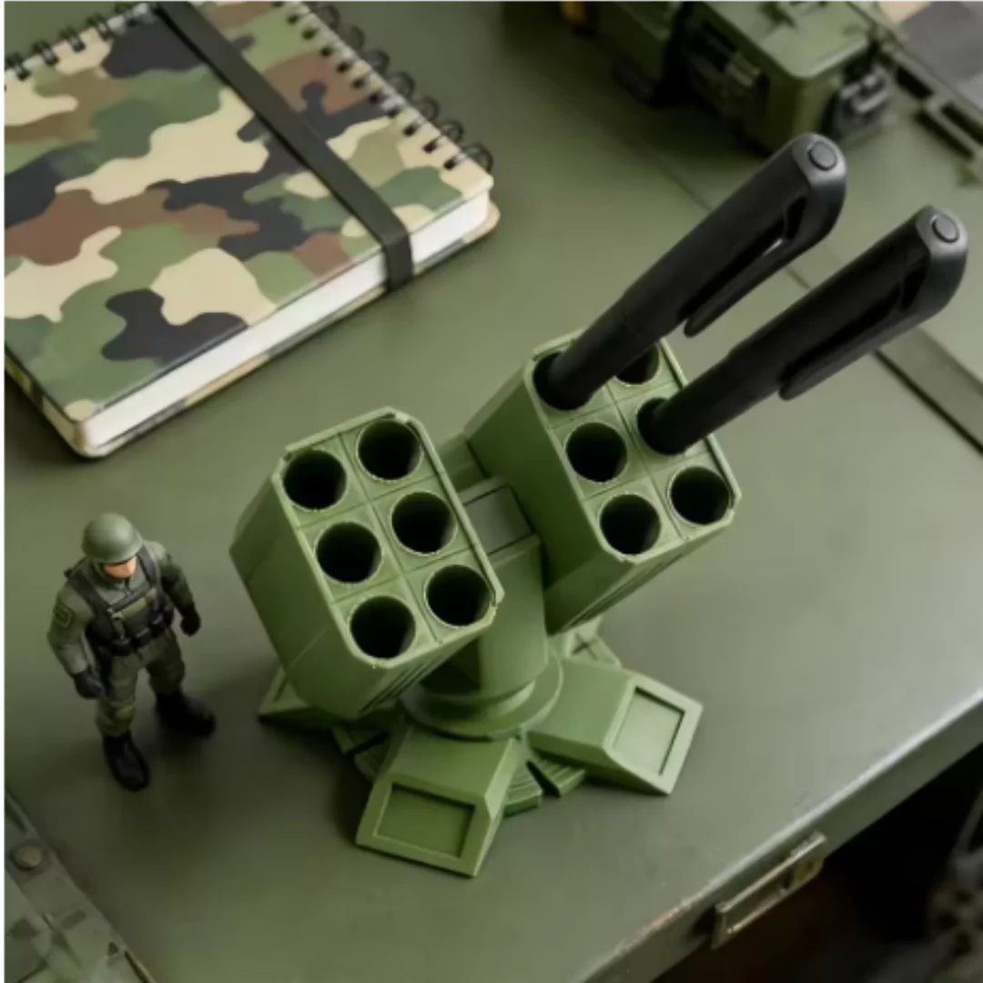 1Pcs 12 Slots Anti-Aircraft Missile Launcher Pen Holder Creative Military Desktop Organizer Home Office Table Decor Gift For Men