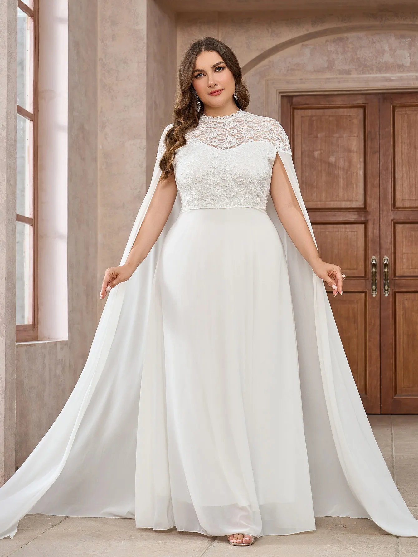 Vestidos de novia de encaje con mangas de copa de lujo de talla grande, Top largo de ilusión, vestidos de novia de tul para mujer, vestido de baile, vestido de novia blanco