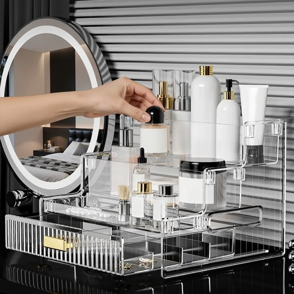 Clear Mini Figures Display Holder Space Save PET Jewelry Cosmetic Storage Tray with A Drawer Durable Simple