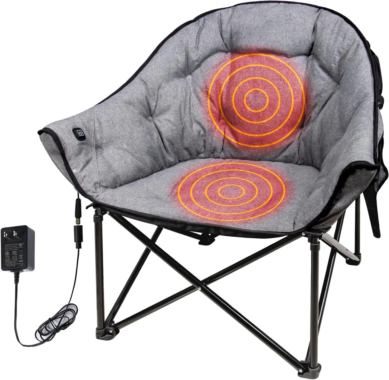 

Premium Heated Camping Chair with Charger – Fast Heating, Safety Timer, and Ultra-Comfort Padding No Battery Included(701-T3)