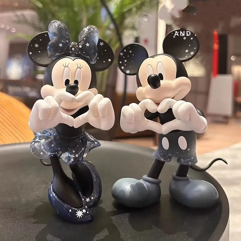 2pcs 15cm Disney Mickey Mouse Minnie Figure Cartoon anime figurine Decoration Handmade Doll Ornaments Birthday Gift For Girl Toy