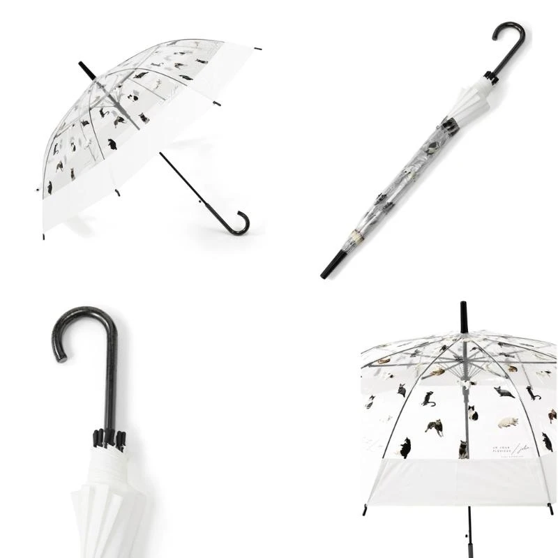 Manual Transparent Sunshades for Women 3 Folding Rain Gear Umbrellas Clear Pattern Anti-Uv Compact for Travel