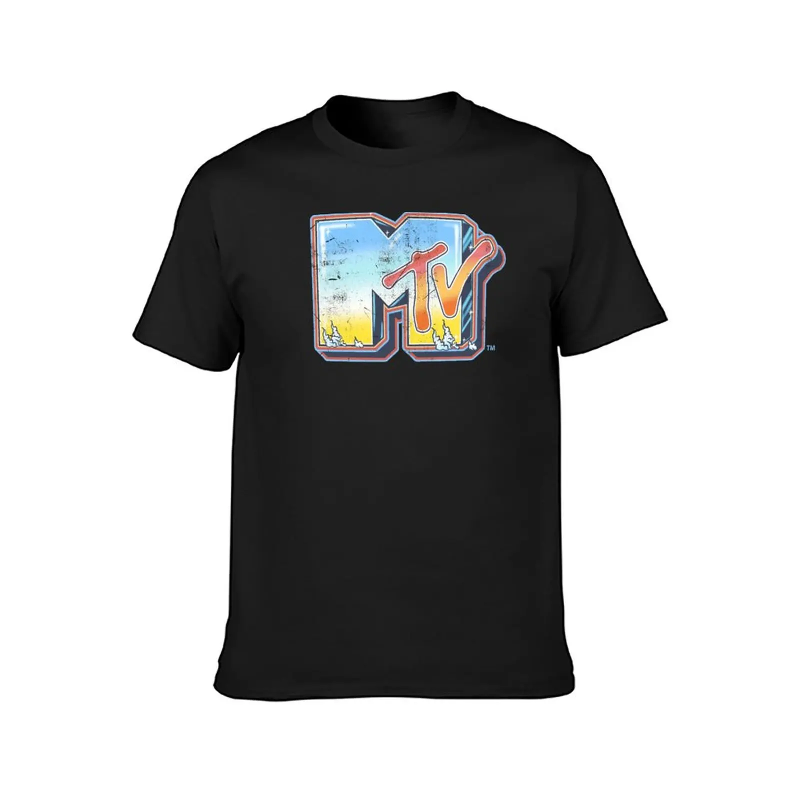 MTV Bright Brushed Shining Logo T-Shirt customs vintage Short sleeve tee men