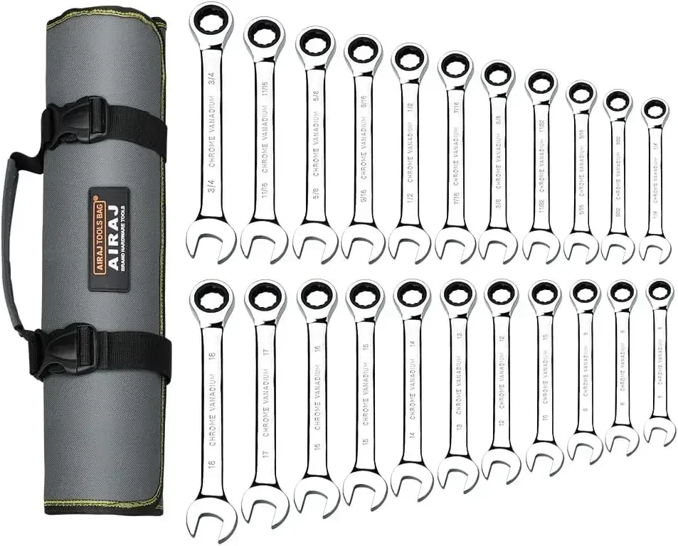 home.SAE 1/4-3/4 Inch & 6-18 Mm,Standard Combination Ratchet Wrenches Set for Car Repair