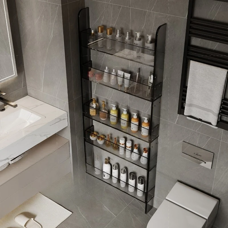 Light luxury acrylic bathroom rack, no punching toilet, multi-layer storage rack behind the bathroom door