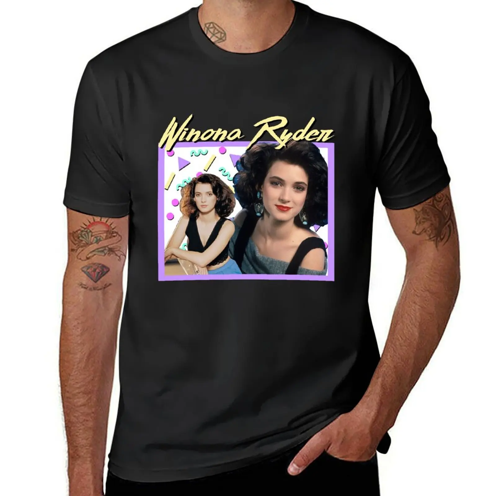 80s Winona Ryder T-Shirt quick drying vintage customizeds Short sleeve tee Men's cotton t-shirt