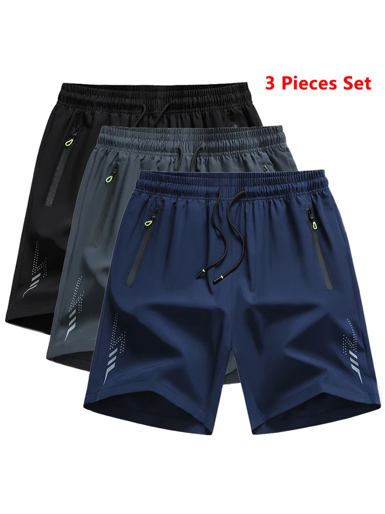 3-teilige neue Laufshorts für Herren, Fitnessstudio, Sport-Shorts, schnell trocknend, Workout, Training, Fitness, Jogging, kurze Hosen, Sommer-Boardshorts