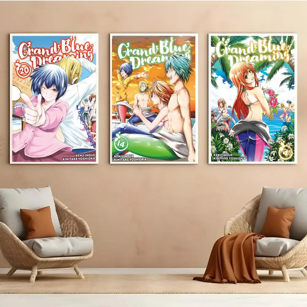 G-Grand Blue Dreaming Poster Peel And Stick Matte Self Adhesive PVC Easy Apply Removable Waterproof Frameless Home Decor