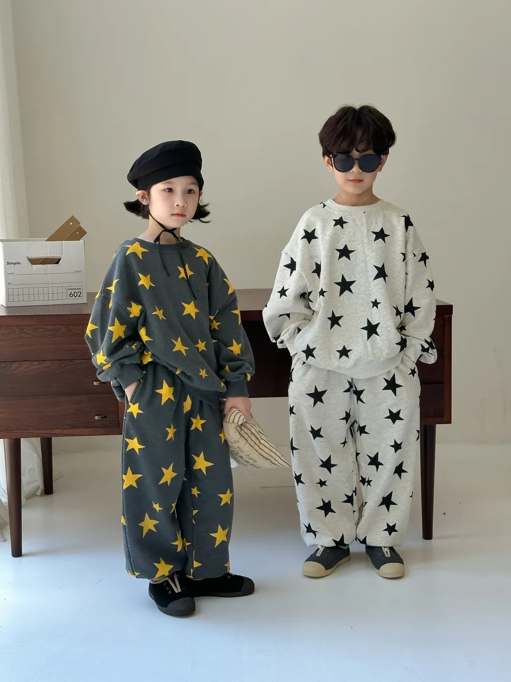 Childrens Sets Clothing Autumn Boy Girl Korean Printing Two Pieces Children Long Sleeves Trousers Sweater 2024 Sweet