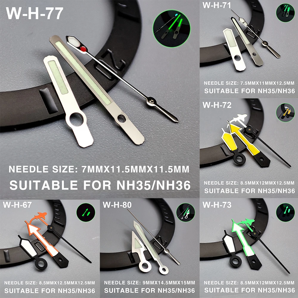 

Watch Hands Watch Needles Suitable For NH35/NH364R/7S Movement Green Luminous Watches Accessories