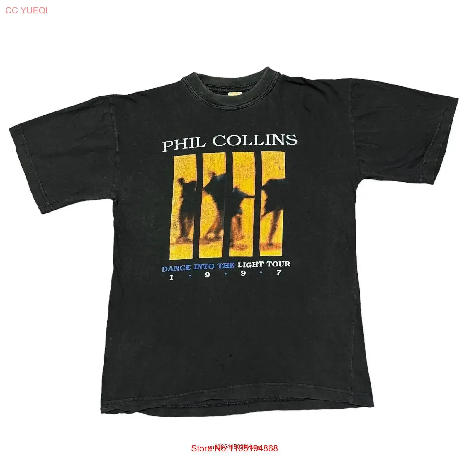 Vintage Phil Collins T Shirt Large Black 90s Genesis Band Concert Tour Brockum vintage Washed homme Stretched Casual