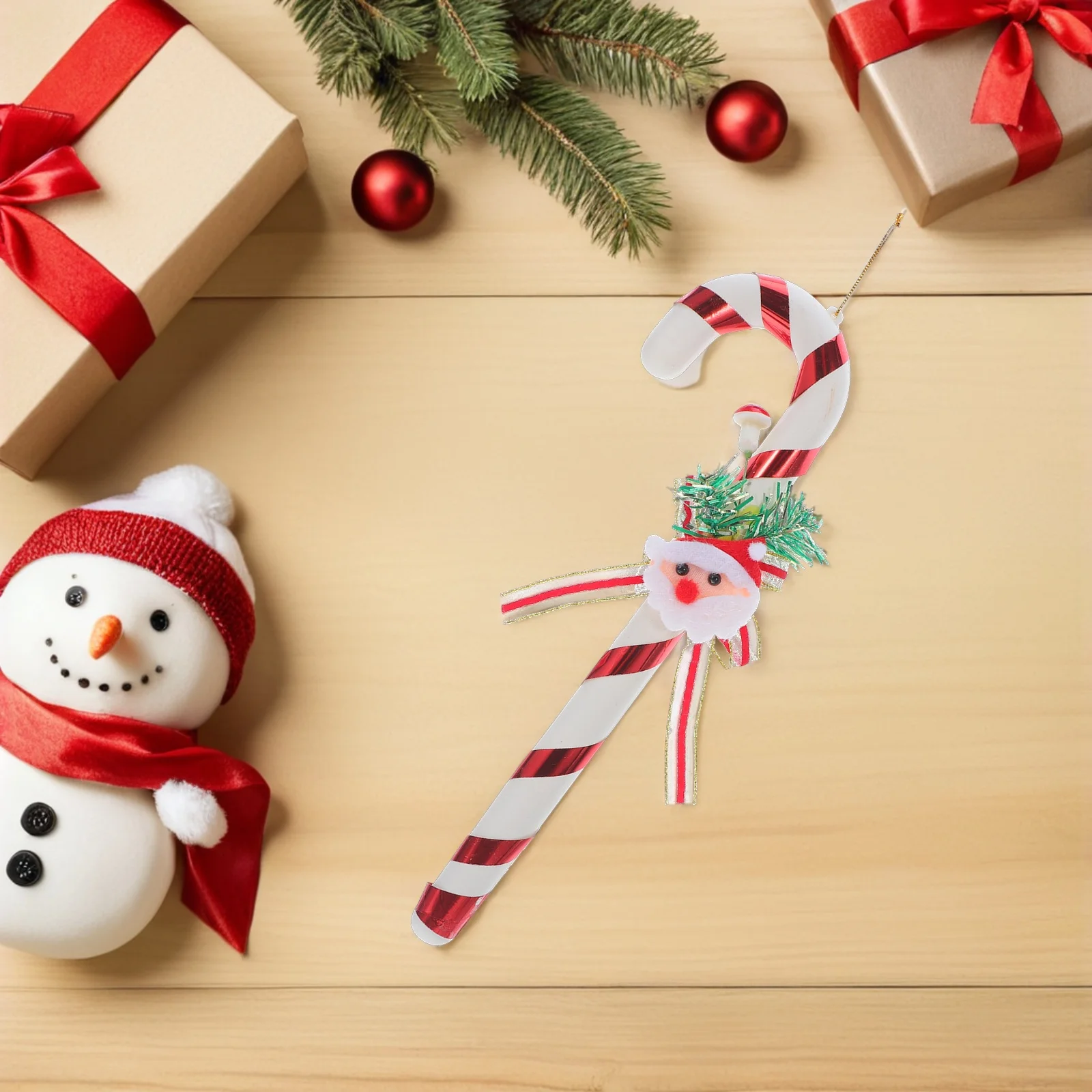 

2 Pcs Christmas Cane Ornaments Candy Canes for Tree Plastic Crutch Holiday Hanging Decorate