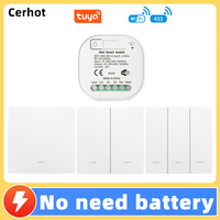 Cerhot Tuya WiFi Smart Switch Wireless Timer Switch Smart Home Tuya App No Battery Light Switch Work with Google Home Alexa