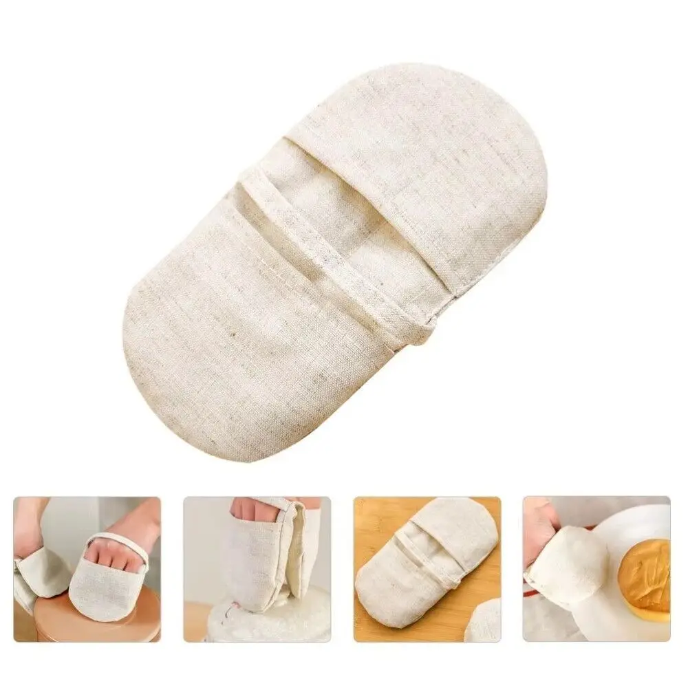 New Cotton and Linen Anti Scald Gloves Beige Kitchen Tool Insulated Gloves Thickened Pot Ear Mitts