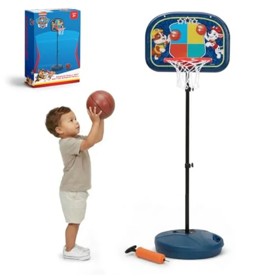 

Basketball Hoop Set Height Adjustable Toddler Basketball Goal with Stand Indoor Outdoor Sports Toy Includes Ball and Pump Blue
