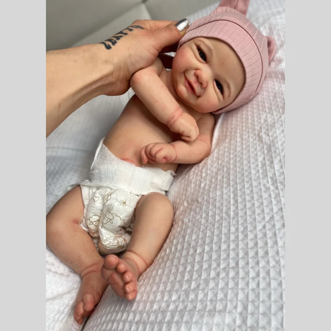 43-45 ซม.สามารถเปิดปาก Vivienne ล้างทําความสะอาดได้ซิลิโคน Bebe Reborn ตุ๊กตาสาวทาสีผิวเหมือนจริงทารกแรกเกิดตุ๊กตาสาว