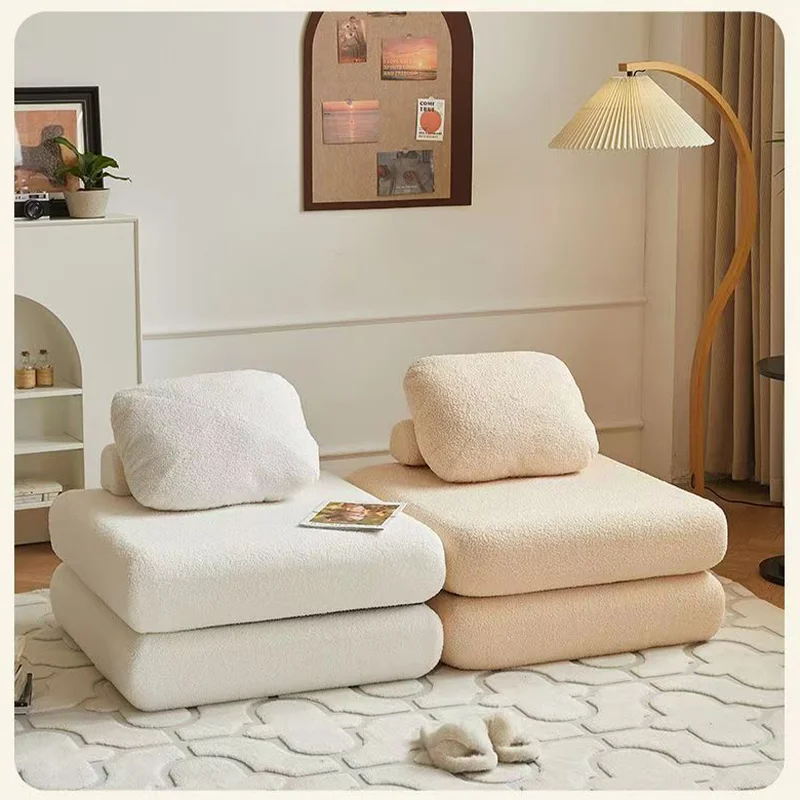 Tofu Block Lazy Sofa Single Person Detachable And Washable Sofa Home Furniture Living Room Sofa Bed Dual-useTatamiMinimalistSofa