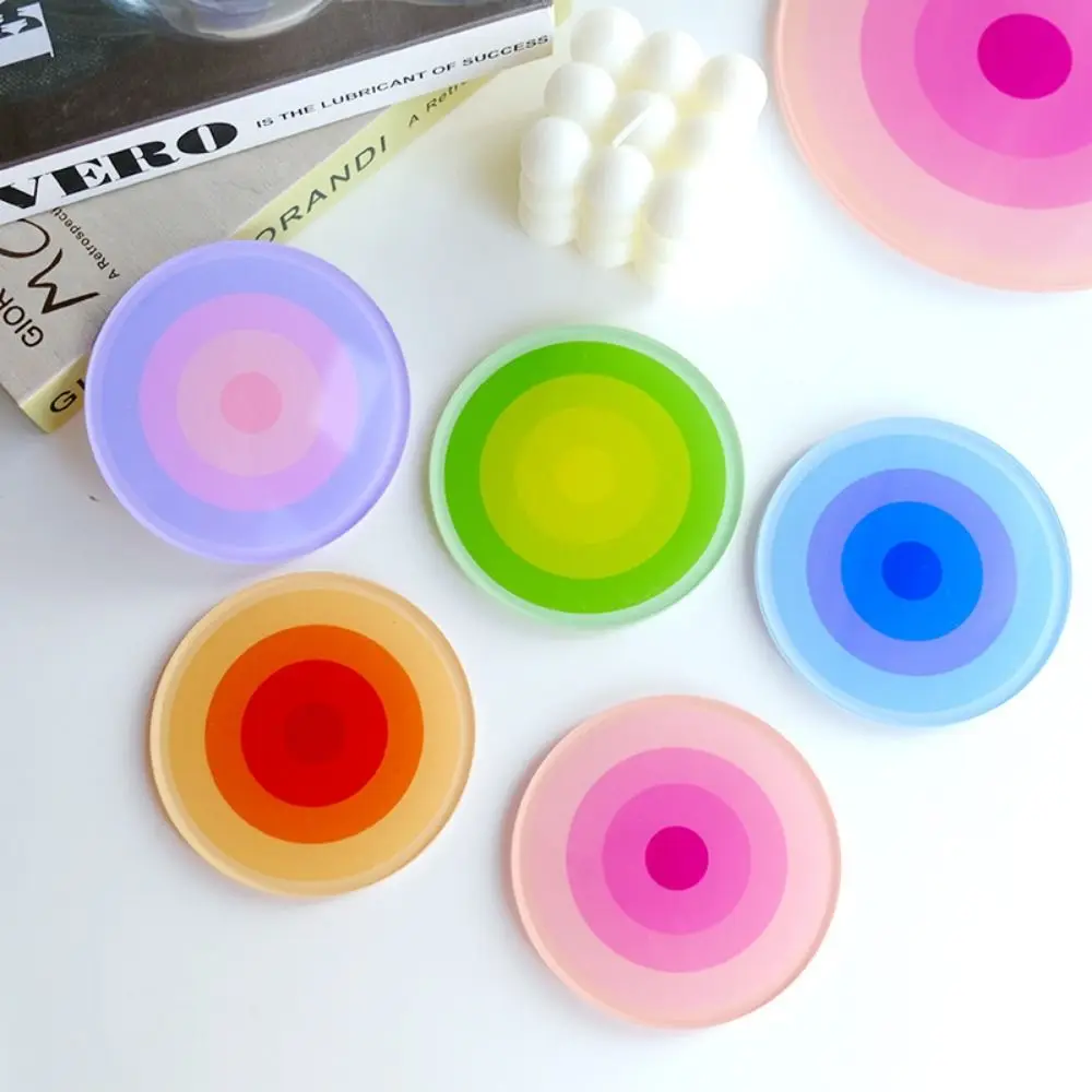 INS Gradient Color Acrylic Coasters Non Slip Thicken Mug Pad Heat Resistant Durable Table Placemat Office Desk