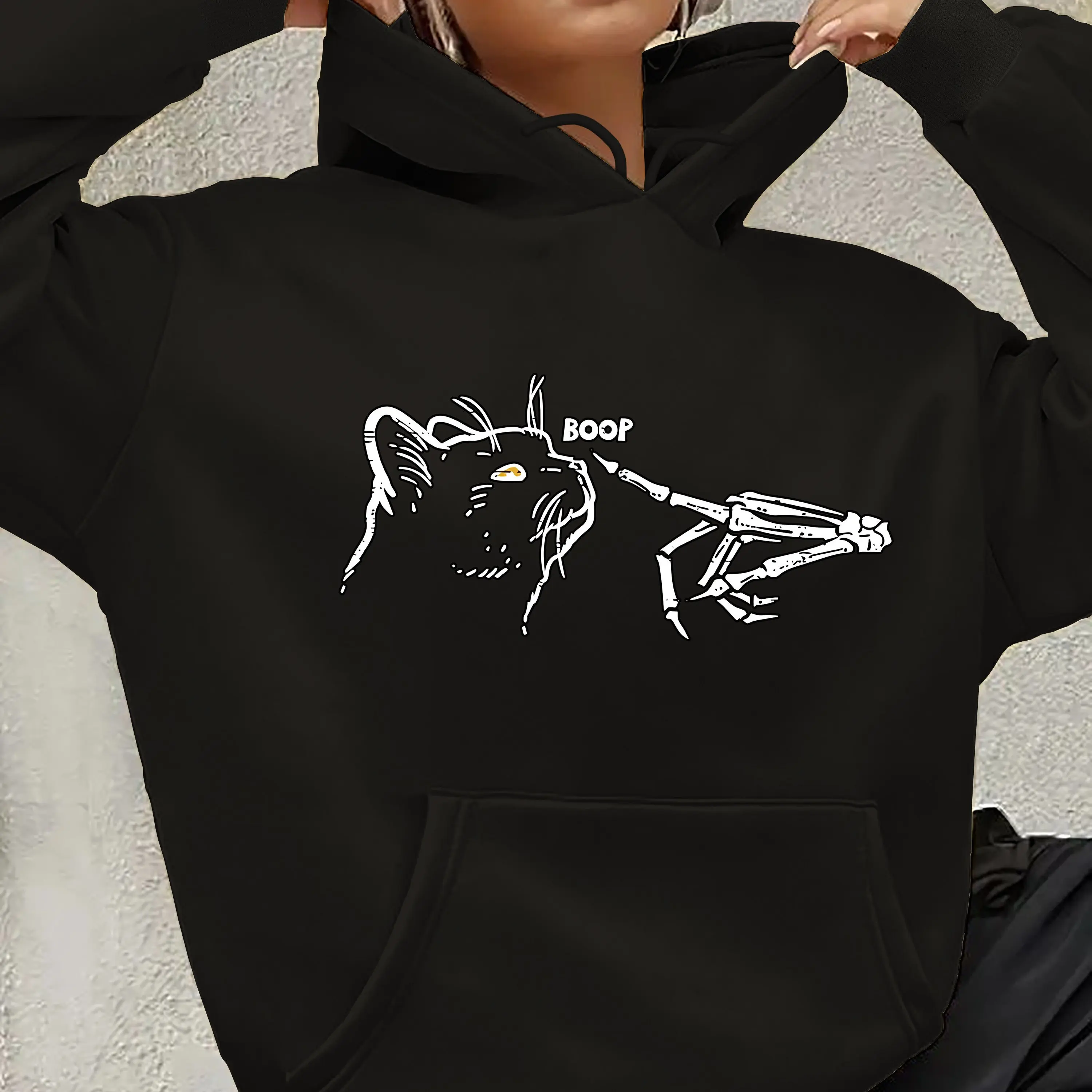 

Skull Cat Graphic Printing Autumn and Winter Pure Cotton Men's and Women's Hoodies Casual Outdoor Street Sports Training Brand