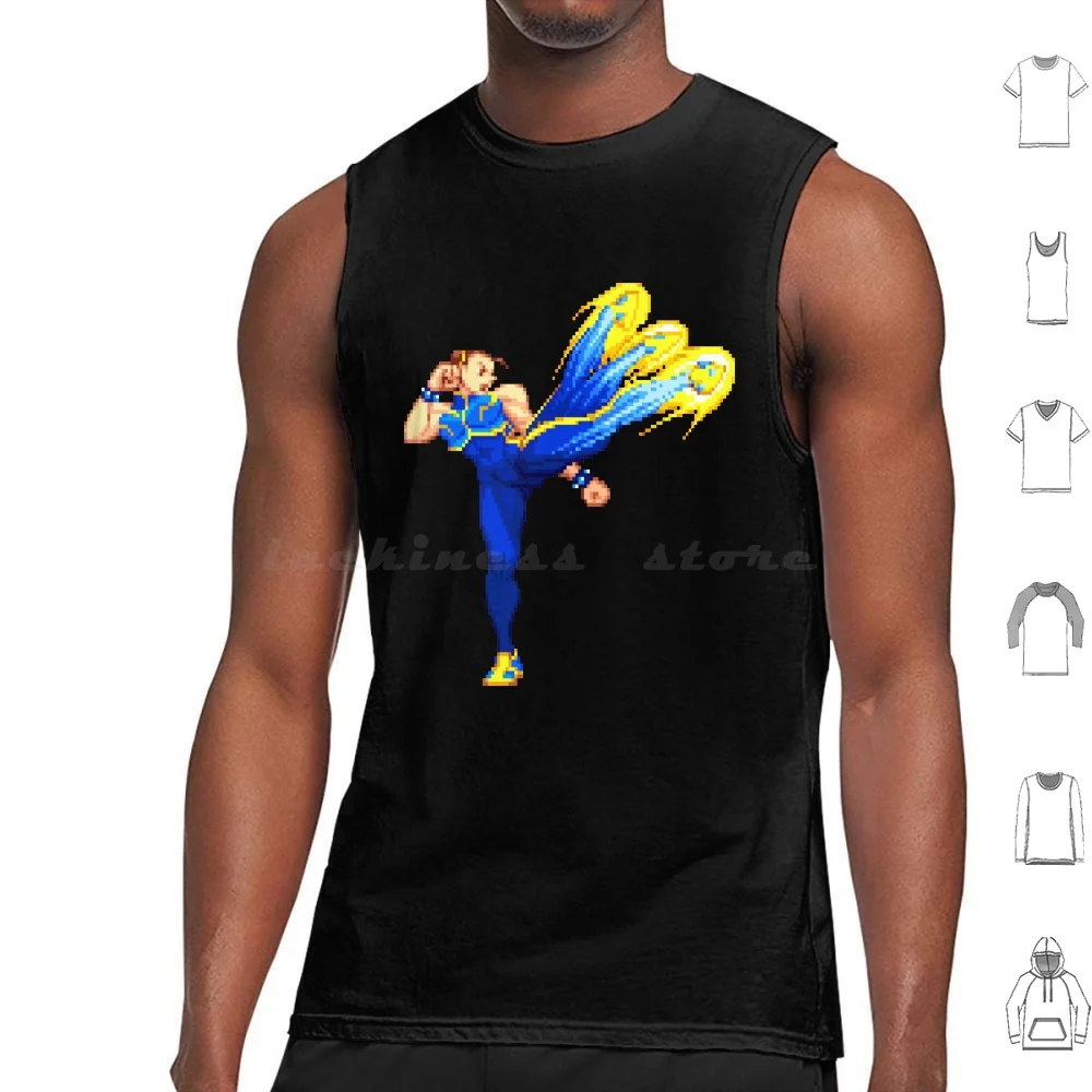 Chun Li Alpha Lightning Kicks Tank Tops Print Cotton Arcade Video Games Game Gamer Gaming Alpha Zero Kung Fu Wu Shu
