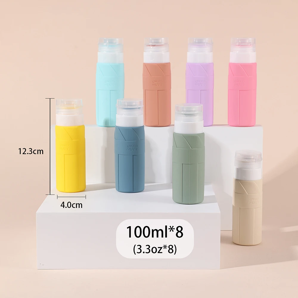 4pcs 100ml Empty Travel Bottles for Toiletries, Travel Size Containers, Leak Proof Silicone Tubes for Shampoo Conditioner Lotion