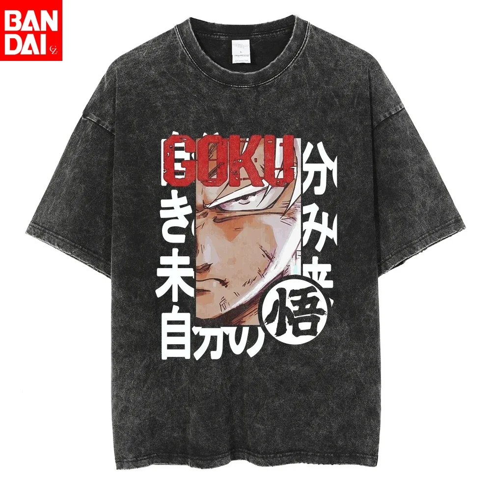 

2026 Summer Dragon Ball Vintage T-Shirt Cotton Heavyweight Washed Oversized Unisex Anime Vegeta & SSJ4 Goku Graphic Retro