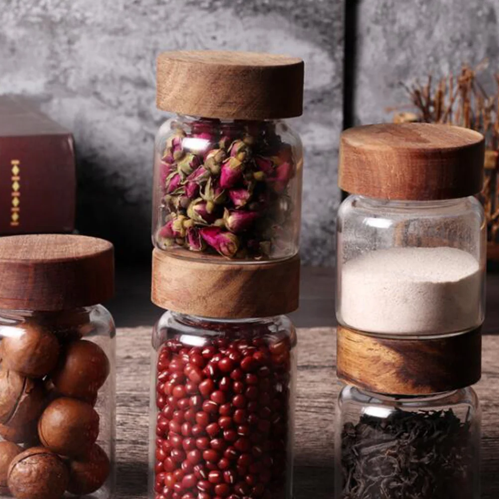 

Clear Glass Food Storage Jar Honey Canister Sealed Container for Coffee Tea Sugar Salt 120ml Glass Storage Jars