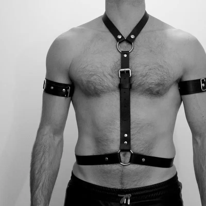 

Men's Binding Bondage Corset Shoulder Belt Belt Men's Erotic Adjustable Leather Lingerie Belt Armband