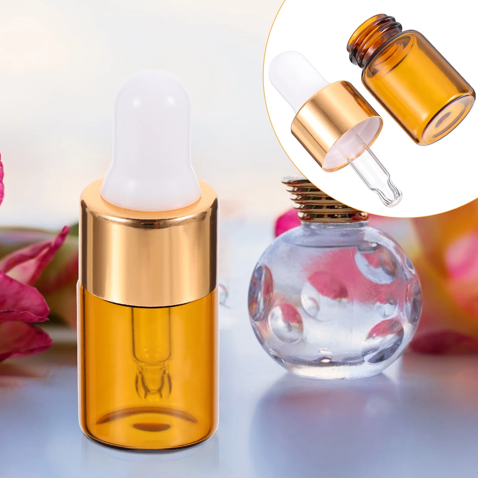 

30Pcs 2Ml Portable Glass Dropper Bottles for Essential Oil Perfume Makeup Water Travel Refillable Mini Storage Vials Uv