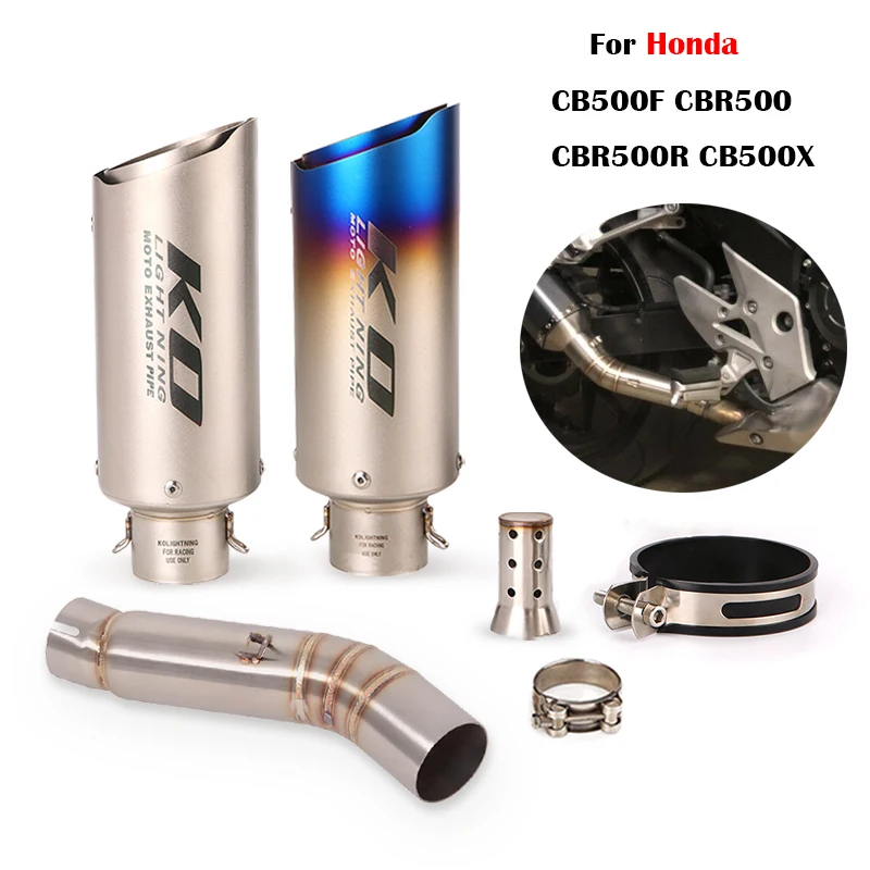 

For Honda CB500F CBR500 CBR500R CB500X 51MM Exhaust Middle Link Pipe System Stainless Steel Motorcycle Muffler Tip DB Killer