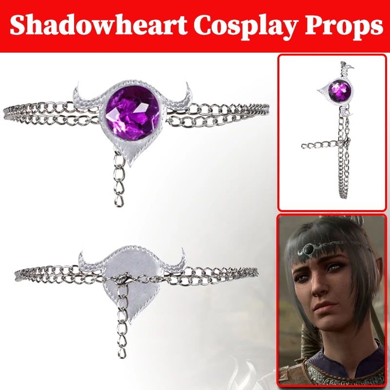 Game Balder Gate  Shadowheart Headgear Cosplay Jewelry Chain Women Headband Costume Accessories Witch Purple Gemstone Suit Props