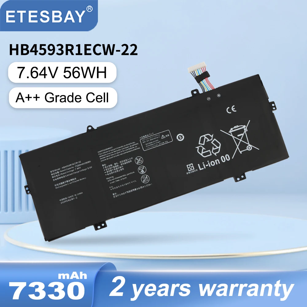 ETESBAY HB4593R1ECW-22 Batterie D'ordinateur Portable Pour Huawei MatePle14 2020 2021 Série KLVL-WFH9 KLVD-WFH9 MACHD-WFE9 7330mAh/56WH