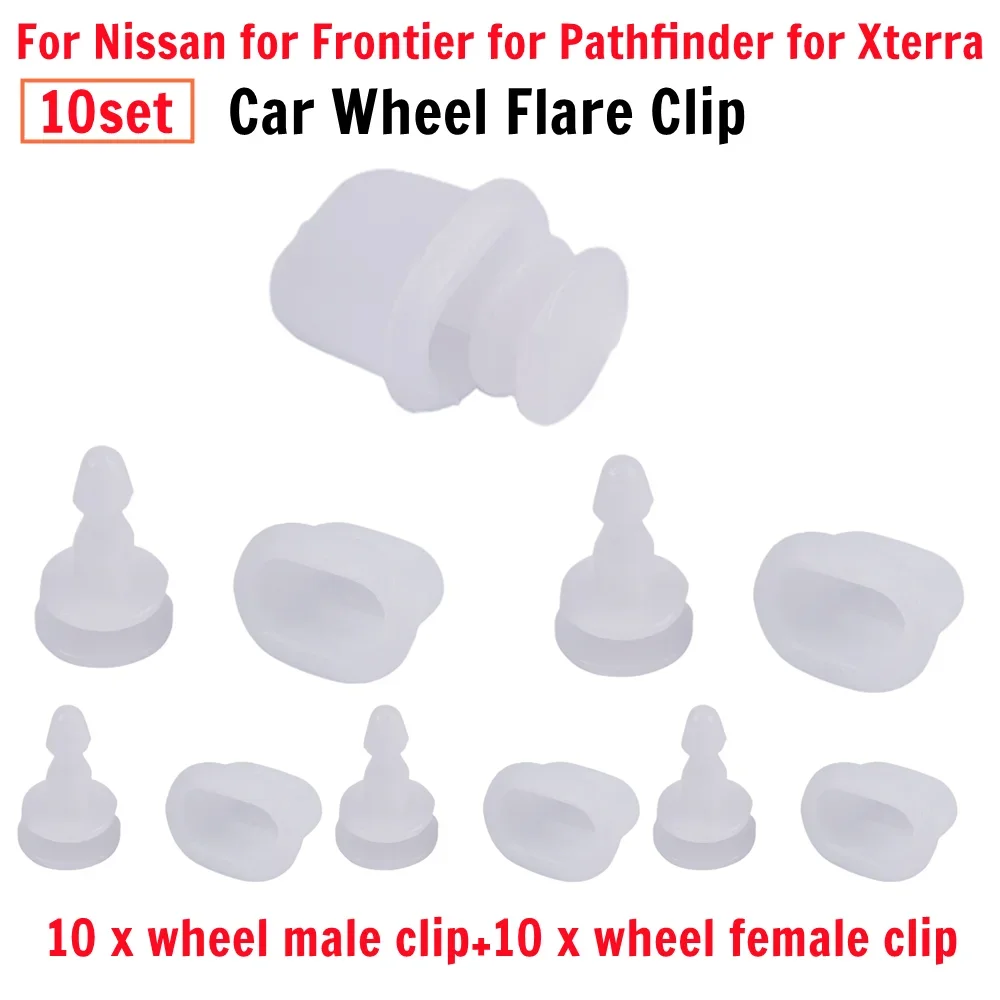 10set Wheel Fender Flare Clip Fit For Nissan Frontier Pathfinder Xterra Male/female Clip Door Guard Plate Glue Nail D408 Accesso