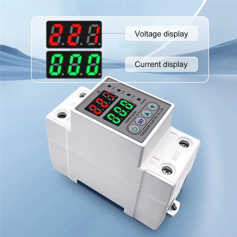 

ABGE-Rail 220V Adjustable Over And Under Voltage Protective Device Protector Relay Monitor Current Limit 63A