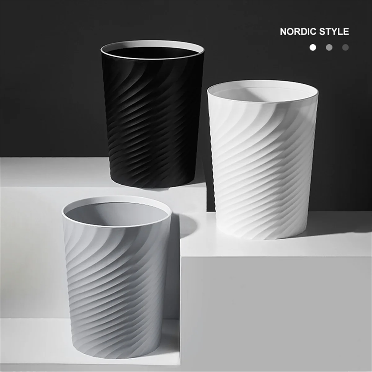 trash can Plastic Small Trash Can Wastebasket, Garbage Container Basket for Bathrooms, Kitchens, Offices, Dorms, (White)