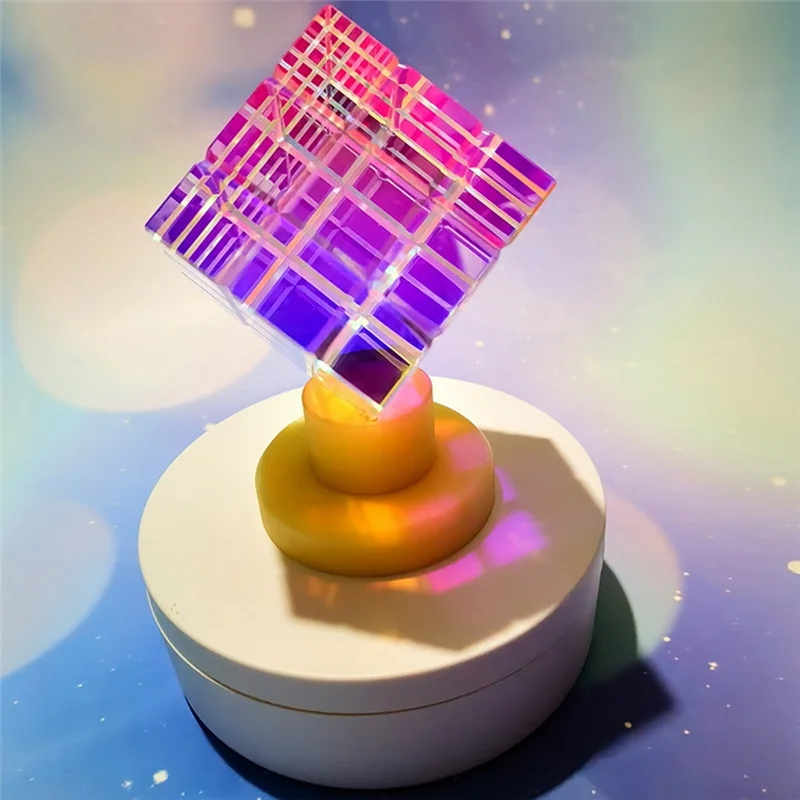 A76F-Colorful Prism Sun Catcher Cube Glass Colorful Magic Desktop Decoration
