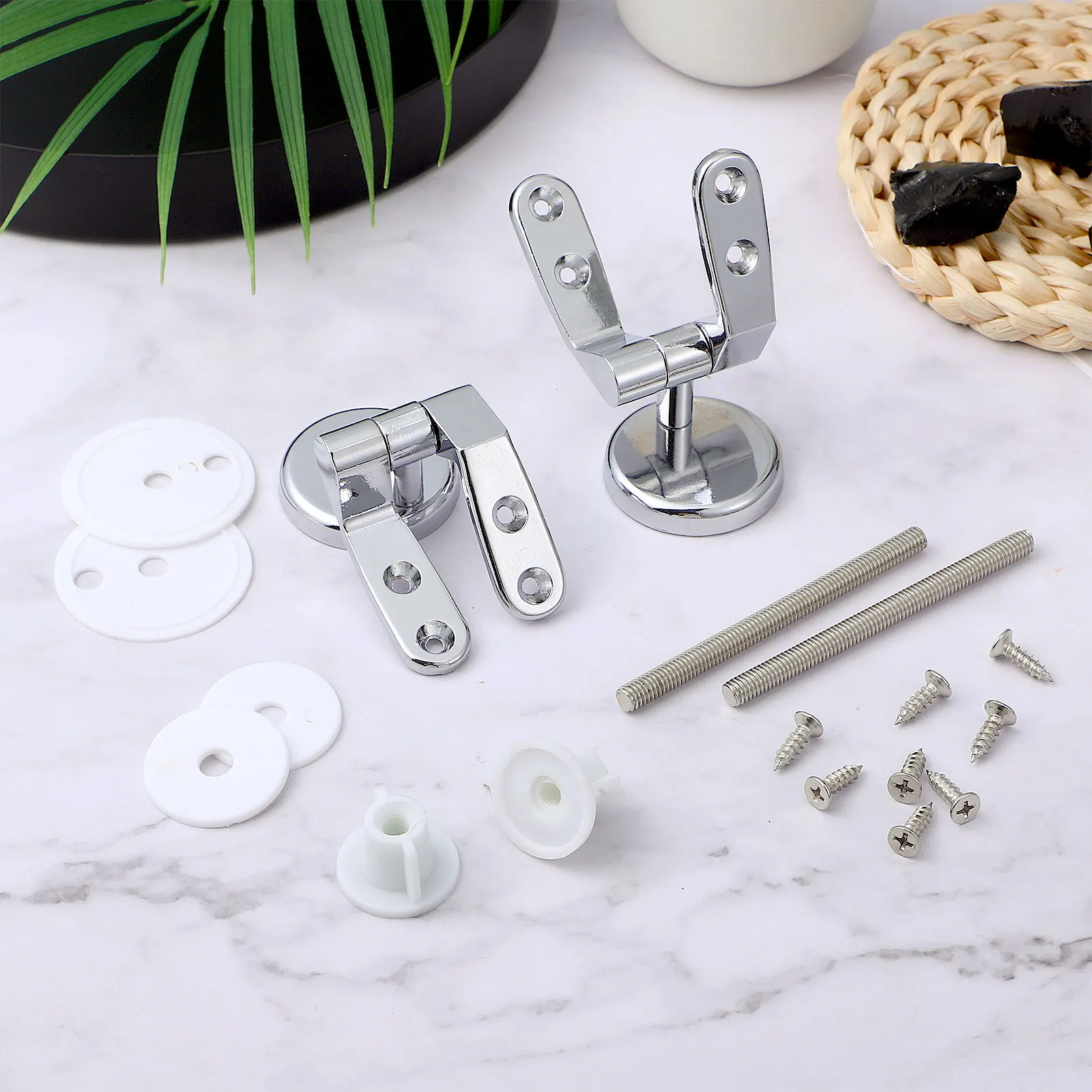 

Toilet Seat Hinges Zinc Alloy Durable Strong Hardware Replacement Fittings Suitable All Styles Bathroom Facilities Toilet Lid