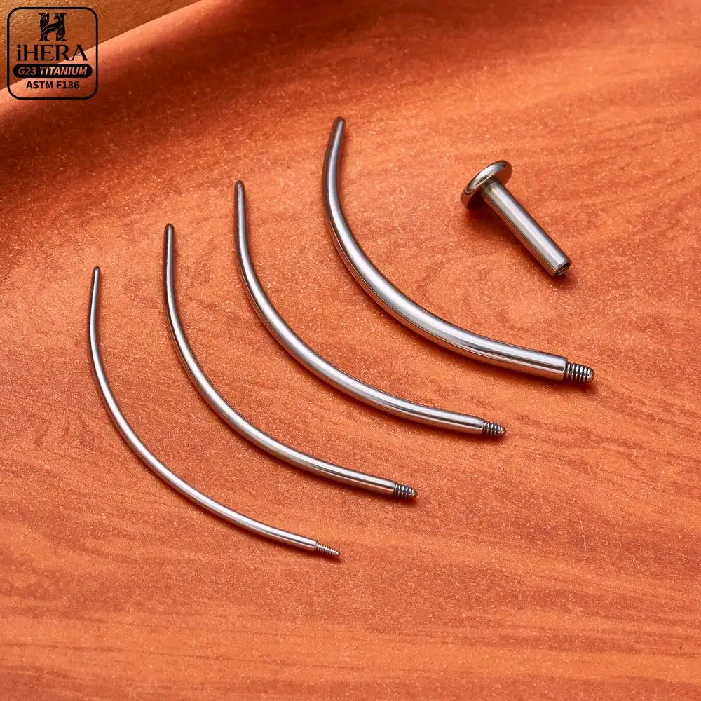 1/10PCS F136 Titanium Taper Curved Needles Lip Nose Ear Cartilage Tragus Labret Septum Barbells Rings Stud Jewelry Body Piercing