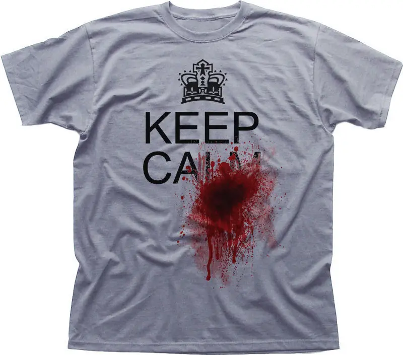 KEEP CALM AND BLOOD SHOT SPLATTER TRUE FUNNY HORROR white t-shirt 09935