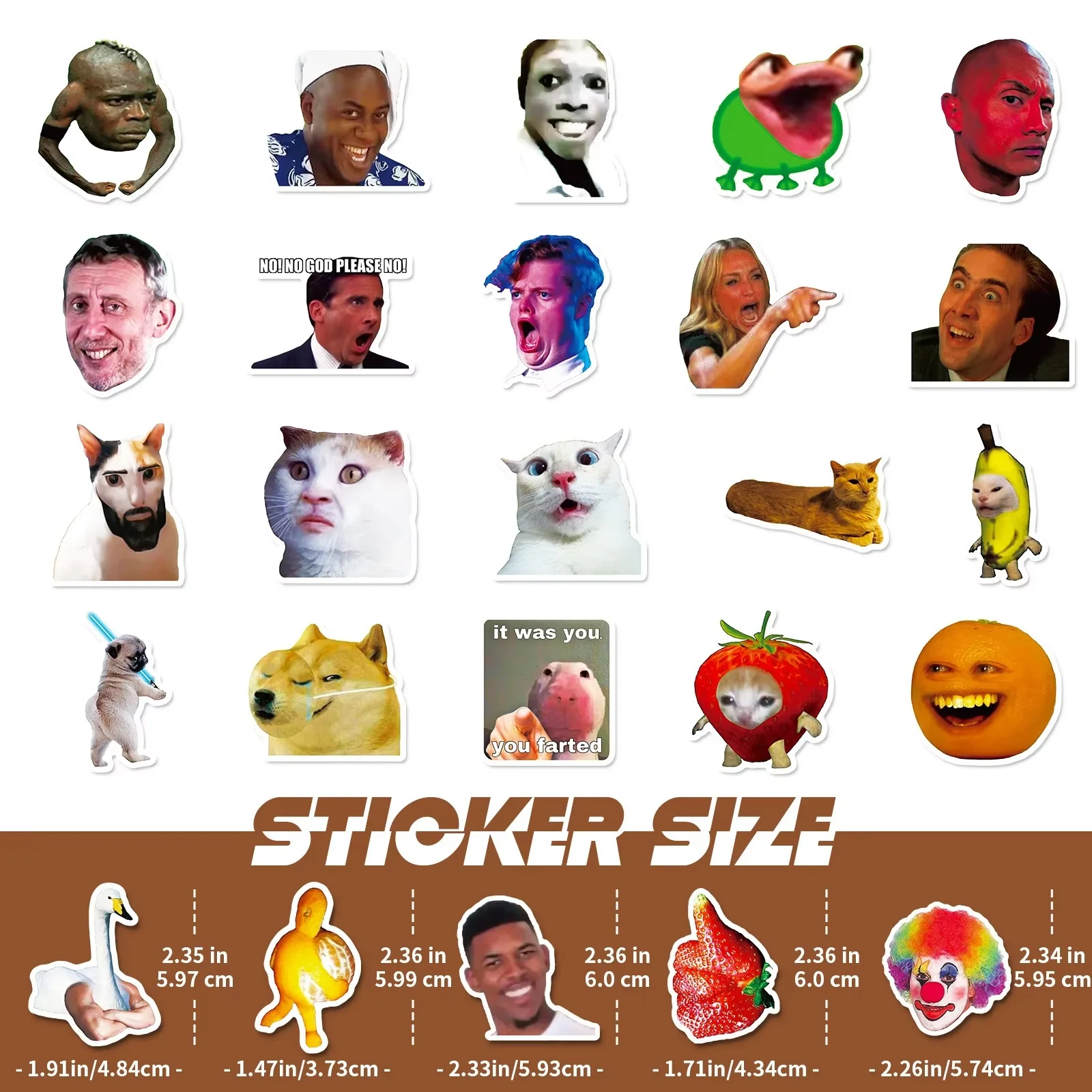 50-teilige Clown-Ausdruckspaket-Aufkleber, lustige Promi-Charaktere für Notizbücher und Koffer, Animations-Träivationsspielzeugfiguren