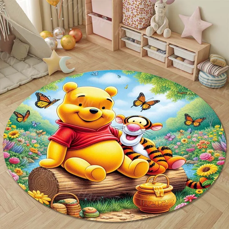 Winnie The Pooh Tigger Round Rugs for Bedroom Area Floor Mats for Kids Room Household Chair Mat Carpet Living Room Home Decor